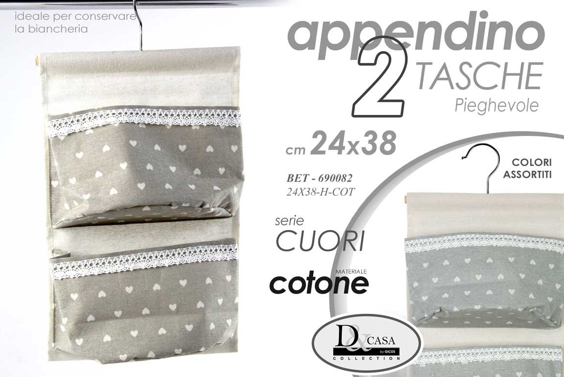 8025569690082 Organizer APPENDINO ARMADIO GRUCCIA Porta Oggetti Bagno Camera CUORE 24X38 cm - immagine 1