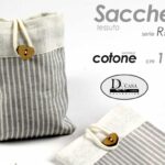 SACCHETTO PORTA CONFETTI BOMBONIERA Ricorrenza TESSUTO BUSTINA RIGHE 11*15 cm