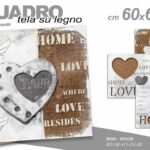 QUADRO STAMPA SU TELA Canvas LEGNO CUORE CUORI LOVE CHIC MODERNO ASSORT 60*60 cm