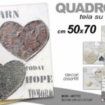 QUADRO STAMPA SU TELA Canvas LEGNO CUORE CUORI LOVE CHIC MODERNO ASSORT 50*70 cm