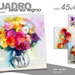 QUADRO STAMPA SU TELA Canvas LEGNO FIORI COLORATI VIVACI MODERNO ASSORT 45*45 cm