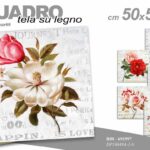 QUADRO STAMPA SU TELA Canvas LEGNO FIORI COLORATI VIVACI MODERNO ASSORT 50*50 cm