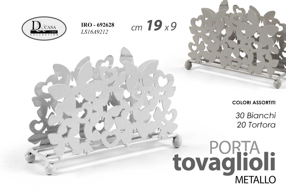 8025569692628 PORTATOVAGLIOLI DA TAVOLA CUORE FARFALLE CASA PIZZERIA RISTORANTE BIANCO BEIGE - immagine 1