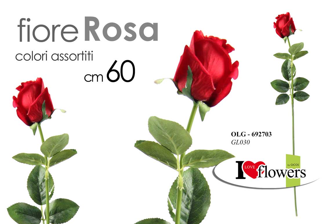 8025569692703 ROSA CON STELO 50 CM FINTA FIORE ARTIFICIALE PER FASCIO ROSE COLORI ASSORTITI - immagine 1