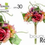 BOUQUET MAZZO ROSE ROSA MAZZOLINO FIORI FINTI FIORE ARTIFICIALE ASSORTITE 30 CM