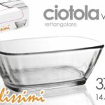 CIOTOLA RETTANGOLARE MULTIUSO VETRO CUCINA COLOR TRASPARENTE 375CC 14*10*6
