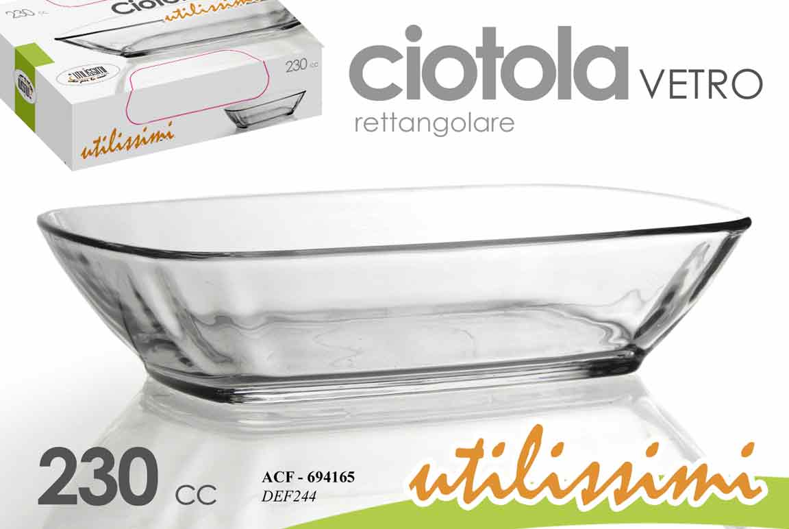 8025569694165 CIOTOLA RETTANGOLARE MULTIUSO 230CC/14CM VETRO CUCINA COLORE TRASPARENTE - immagine 1