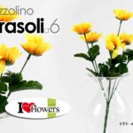 RAMETTO GIRASOLE 6 GIRASOLI 33 CM CON STELO FIORE DECORATIVO ARTIFICIALE PIANTA