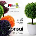 BONSAI PIANTA PIANTINA FINTA FIORI FIORE ARTIFICIALE COLOR VASO BIANCO 26 cm