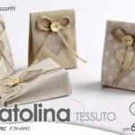 SCATOLINA BOMBONIERA TESSUTO OCCASIONI MATRIMONIO ANNIVERSARIO PORTACONFETTI H8