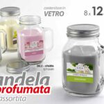 CANDELA PROFUMATA BOCCALE BICCHIERE CONTENITORE VETRO CON TAPPO ASSORTITE 12 cm