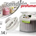 BARATTOLO CANDELA PROFUMATA CERO MOCCOLO BICCHIERE CONTENITORE VETRO TAPPO 15 cm