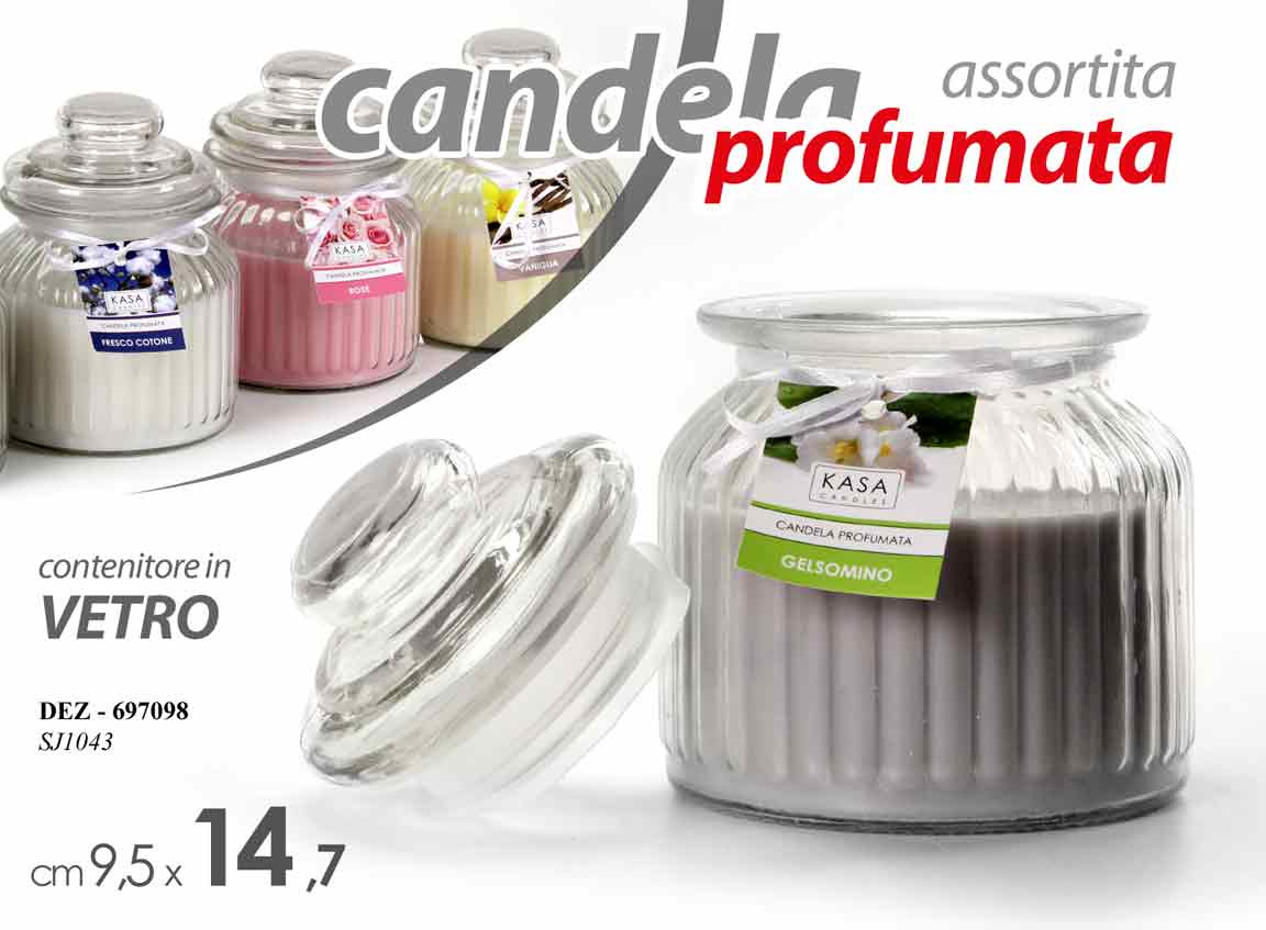 8025569697098 BARATTOLO CANDELA PROFUMATA CERO MOCCOLO BICCHIERE CONTENITORE VETRO TAPPO 15 cm - immagine 1