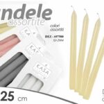 SET 4 CANDELE CERA Candelabro Candeliere TAPER CANDLES COLOR Ø2,2*25CM