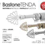 BASTONE TENDA CLASSICO MODERNO METALLO REGOLABILE PUNTALI ANELLI COL ASS 125-235