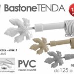 ASTA BASTONE TENDA ESTENSIBILE REGOLABILE METALLO ANELLI MODERNO KIT FIS 125-235