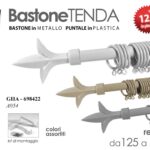 ASTA BASTONE TENDA REGOLABILE METALLO ANELLI MODERNO PUN LANCIA KIT FISS 125-235