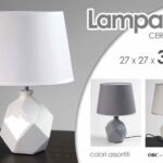 LAMPADA LUMETTO ABAT JOUR DA TAVOLO COMODINO BASE CERAMICA CLASSICO MODERNA 39cm