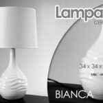 LAMPADA LUMETTO 72cm ABAT JOUR TAVOLO COMODINO SCRIVANIA CERAMICA MODERNA BIANCA