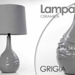 LAMPADA LUMETTO 72cm ABAT JOUR TAVOLO COMODINO SCRIVANIA CERAMICA MODERNA GRIGIO