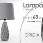 LAMPADA LUMETTO 63cm ABAT JOUR TAVOLO COMODINO SCRIVANIA CERAMICA MODERNA GRIGIO