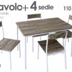 TAVOLO + 4 SEDIE LEGNO METALLO SALVASPAZIO PRANZO BIANCO GRIGIO 110*70*76 cm