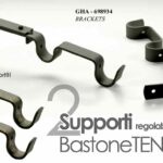 SET 2 PEZZI SUPPORTI STAFFE BASTONE TENDA 2 GANCI METALLO COLOR ASSORTITI