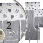 2 Tende Tenda Finestra Porta Interno Coppia Shabby Chic GRIGIO BEIGE 60*240 cm