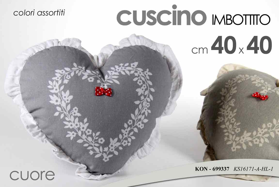 8025569699337 CUSCINO IMBOTTITO DIVANO SALOTTO POLTRONA FORMA CUORE GRIGIO BEIGE ASSORT 40*40 - immagine 1