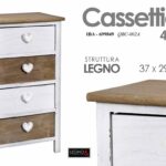 CASSETTIERA LEGNO Country ANTICATO CUORE MOBILETTO SALOTTO CUCINA BAGNO 70*37*29