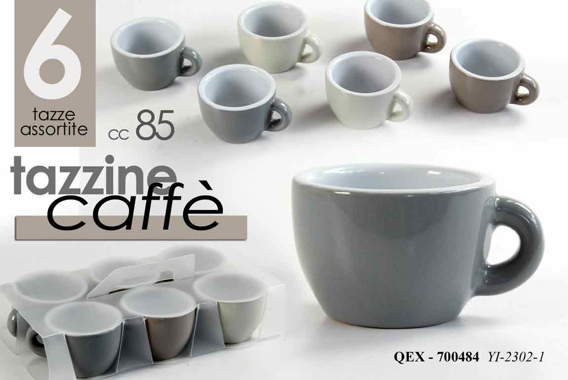 8025569700484 Set 6 tazzine caffè espresso tazza bassa moderno porcellana pesante color 95 ml - immagine 1