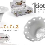 Ciotolina aperitivo buffet finger food cuore porcellana bianca traforata 7,5x3cm