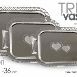 Tris vassoi buffet rettangolari portata cuori acciaio vassoio cucina 47-41-36 cm