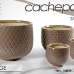 4 VASI CACHEPOT VASO PORTA PIANTA CERAMICA MODERNO CLASSICO TORTORA 30/23/17/12