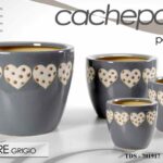 4 VASI CACHEPOT CERAMICA PORTA PIANTA MODERNO CLASSICO CUORI CUORE 30/23/17/12cm