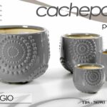 4 VASI CACHEPOT CERAMICA PORTA PIANTA MODERNO CLASSICO RILIEVO BOL 30/23/17/12cm