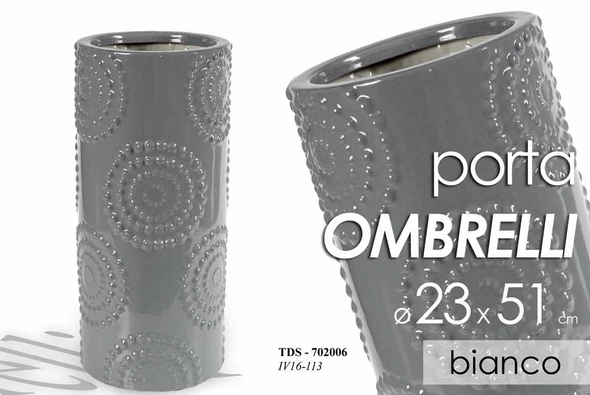 8025569702006 PORTA OMBRELLI CERAMICA TONDO CLASSICO MODERNO ARREDO Design GRIGIO 51*23 cm - immagine 1