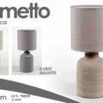LAMPADA LUMETTO ABAT JOUR DA TAVOLO COMODINO BASE CERAMICA DECO STRIATO 30 cm