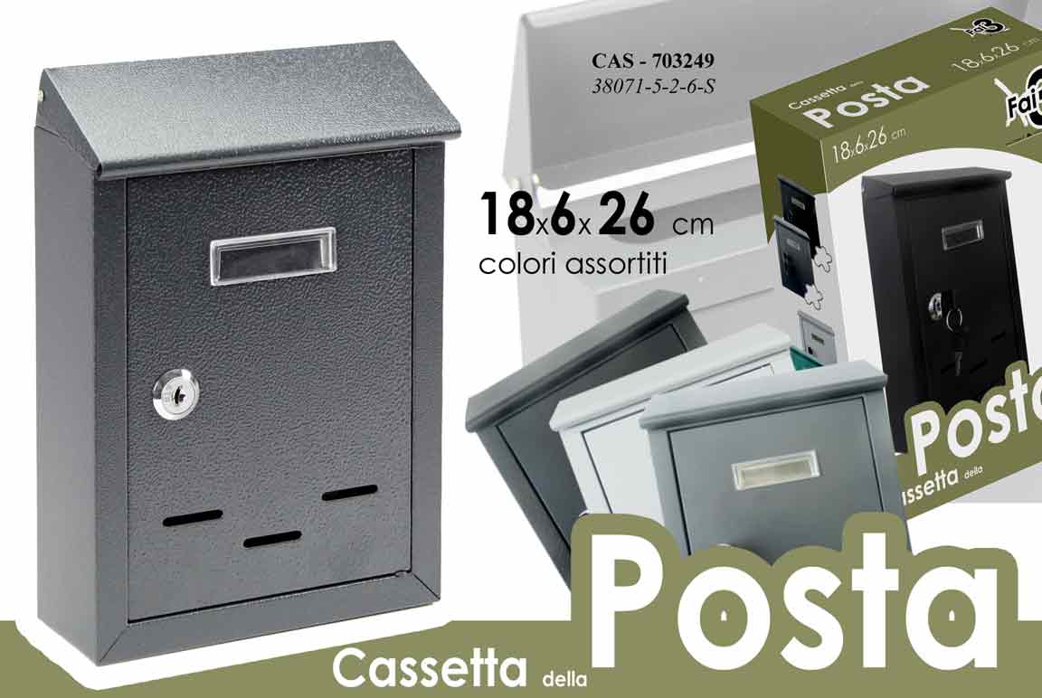 8025569703249 Cassetta posta lettere esterno muro design moderno ferro metallo ass 26x18x6 cm - immagine 1