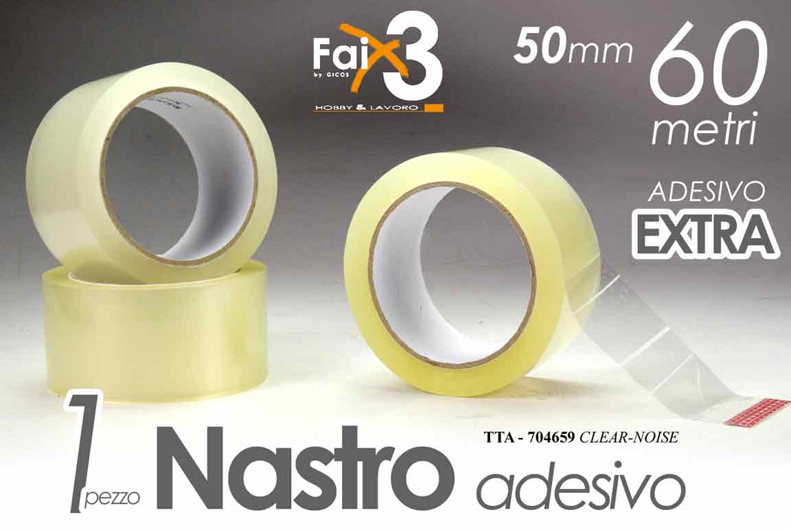 8025569704659 Nastro adesivo trasparente imballaggio trasloco pacchi resistente plastica 60 mt - immagine 1