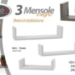 Set 3 Mensole da Parete Moderne Design Bordi Scaffale Legno BIANCO OLMO 42/34/26