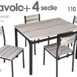 TAVOLO CON 4 SEDIE METALLO PIANO LEGNO SALVASPAZIO CASA GIARDINO VERANDA BALCONE