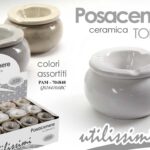 Posacenere tondo ceramica moderno design esterno interno color ass 8*5 cm