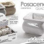 Posacenere quadrato ceramica moderno design esterno interno color ass 8x8 cm