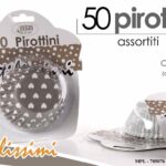50 PIROTTINI CARTA FORNO MUFFIN CUPCAKE DOLCI PASTICCERIA CUORI POIS ASS 7/12CM