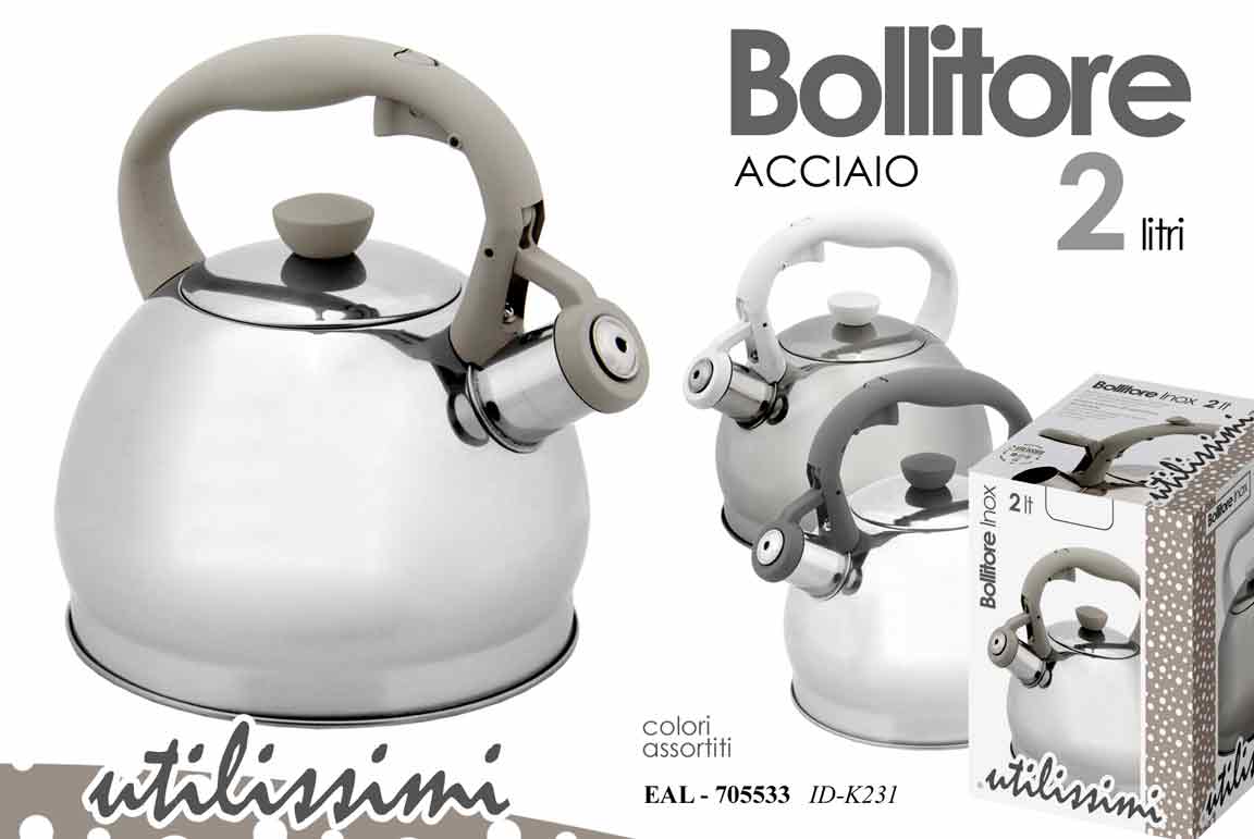 8025569705533 BOLLITORE DA 2 LITRI ACCIAIO INOX CON APRI VALVOLA TEIERA BOLLI ACQUA MODERNO - immagine 1