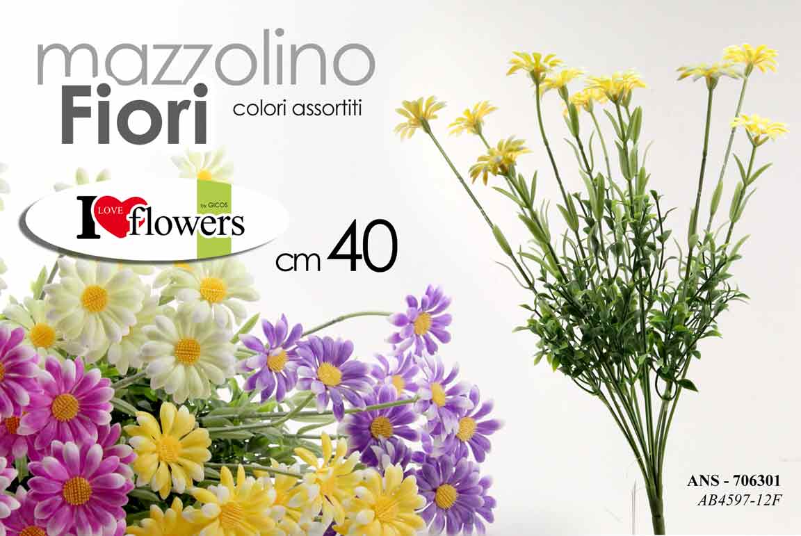 8025569706301 MAZZOLINO MARGHERITE ARTIFICIALE MAZZETTO MAZZO DECORAZIONE CASA EVENTI PLA 40cm - immagine 1