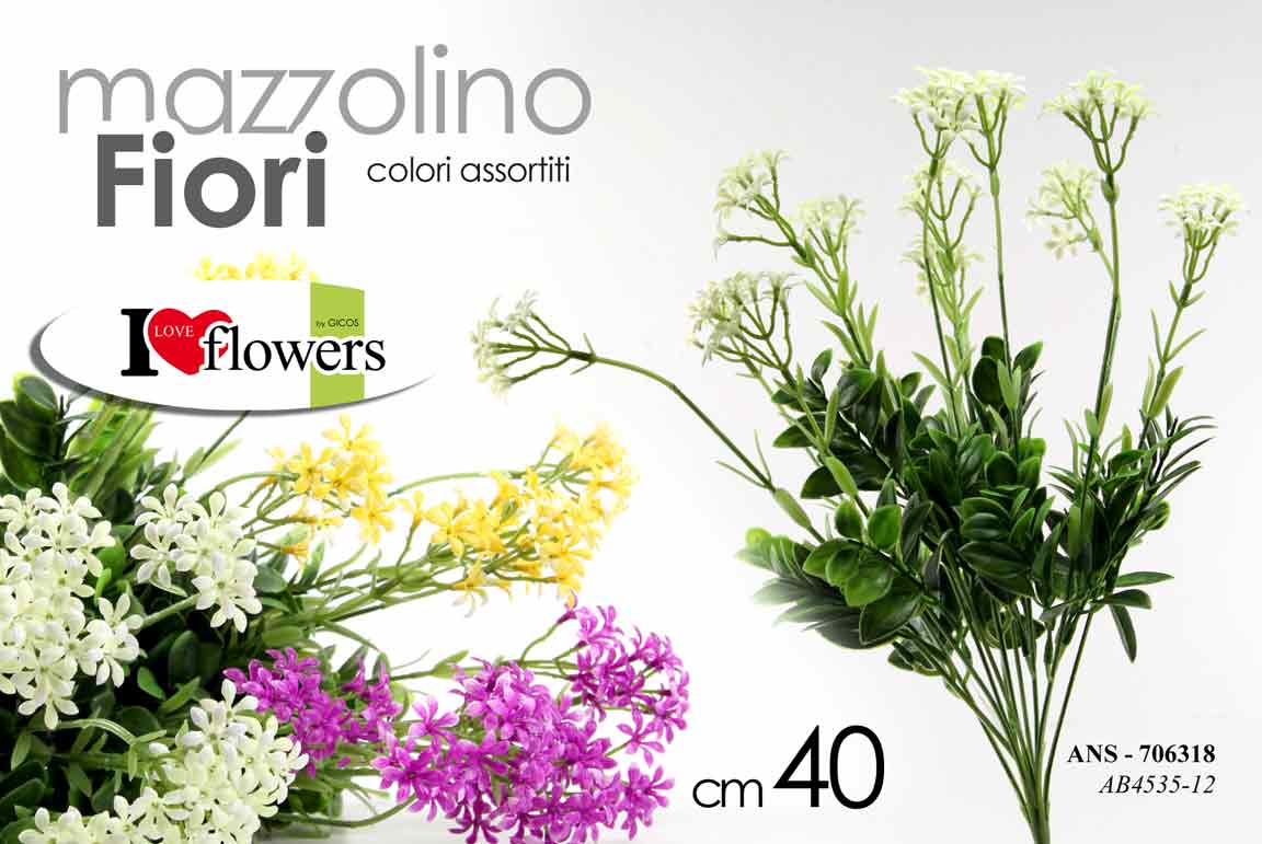8025569706318 MAZZOLINO FIORI 40 CM FINTI ARTIFICIALE STELO RAMETTO DECORATIVO RAMO COLORI ASS - immagine 1