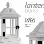 LANTERNA BIANCA LEGNO PORTACANDELA GIARDINO RISTORANTE CASA TEA LIGHT CUORE 27cm