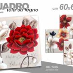 QUADRO STAMPA SU TELA Canvas LEGNO FIORI COLORATI ROSSO MODERNO ASSORT 60*60 cm